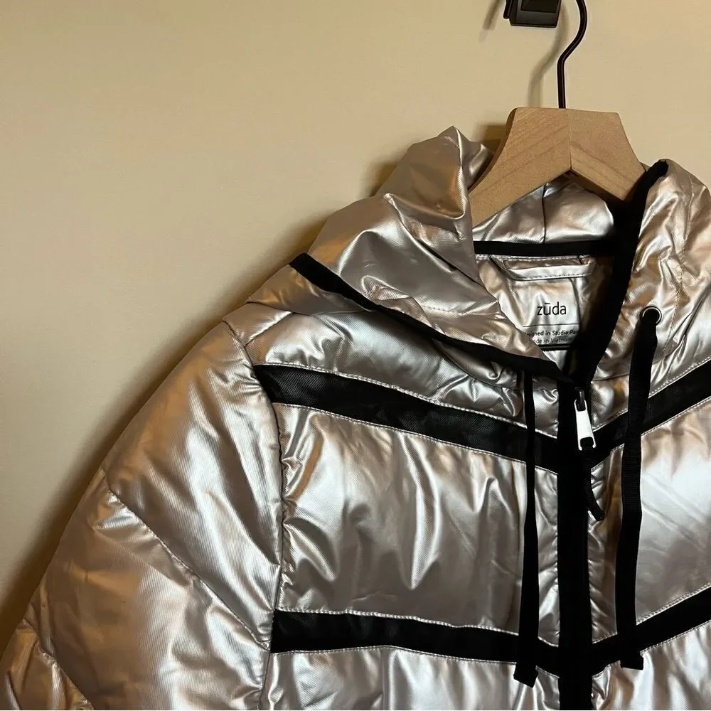 Zuda Quilted Pearlized Puffer Jacket with Hood